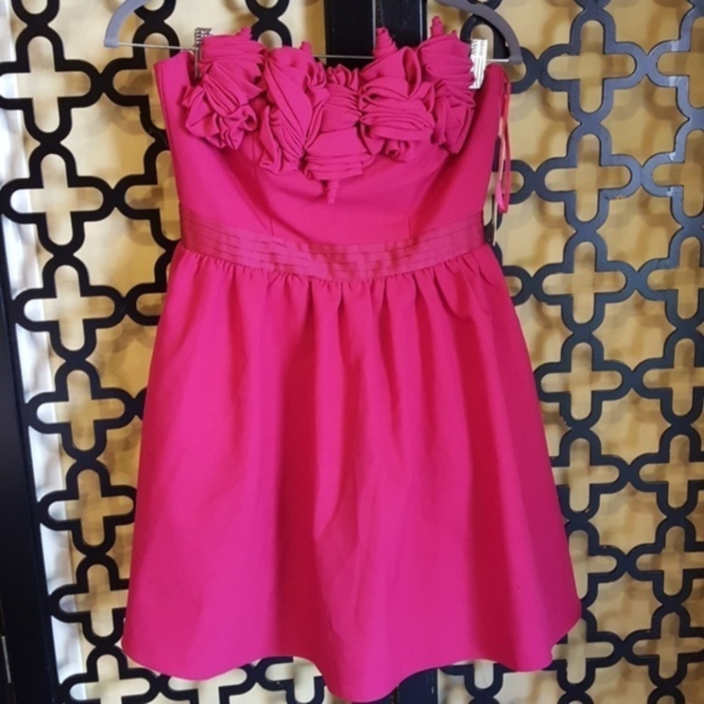 NWT C. LUCE PRETTY PINK STRAPLESS ROSETTE ‎ JUNIOR DRESS